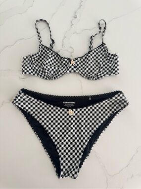 SOLID & STRIPED Black and White Gingham Underwire Bikini